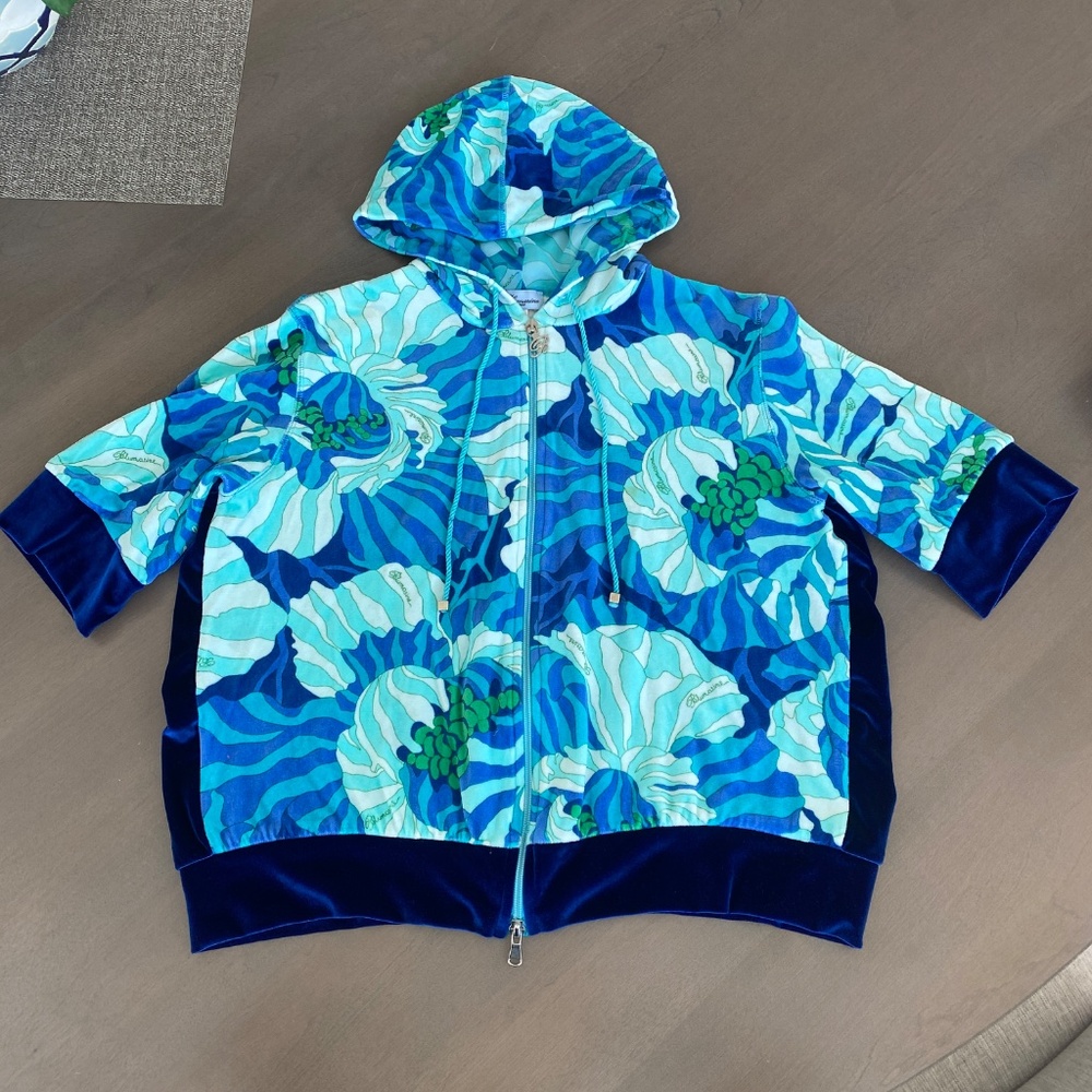 Blumarine Blue and Green Floral Sweatshirt